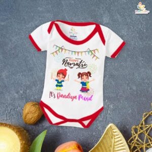 Babywish Baby Navratri Romper Bodysuit My First Dussehra It's Dandiya Mood
