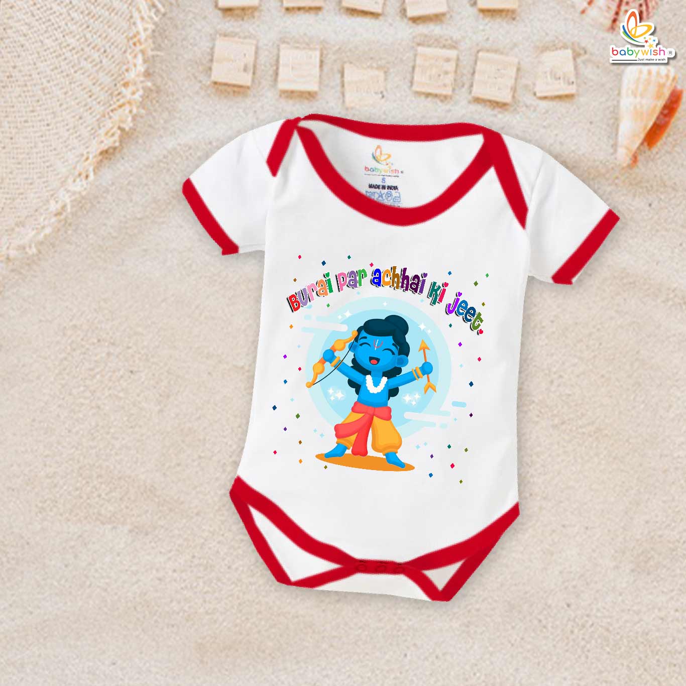 Babywish Baby Navratri Romper Bodysuit My First Dussehra Burai Par Achhai ki Jeet