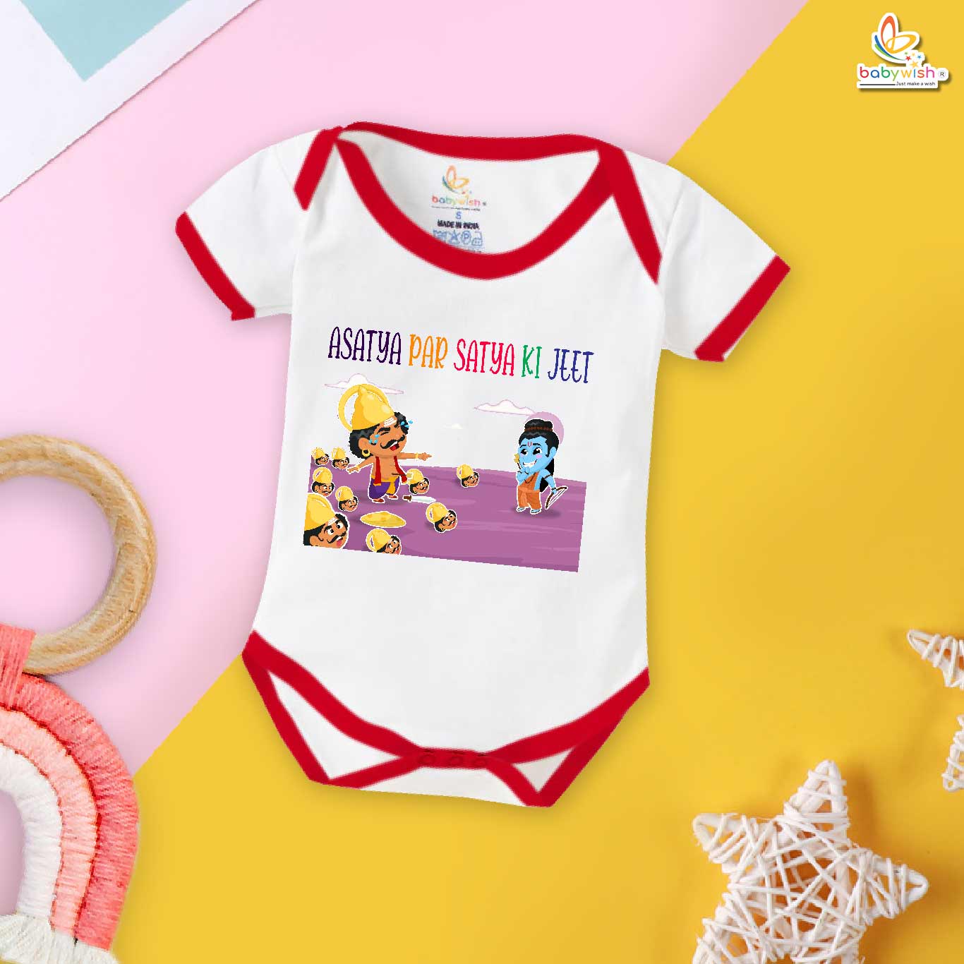 Babywish Baby Navratri Romper Bodysuit My First Dussehra Asatya Par Satya Ki Jeet