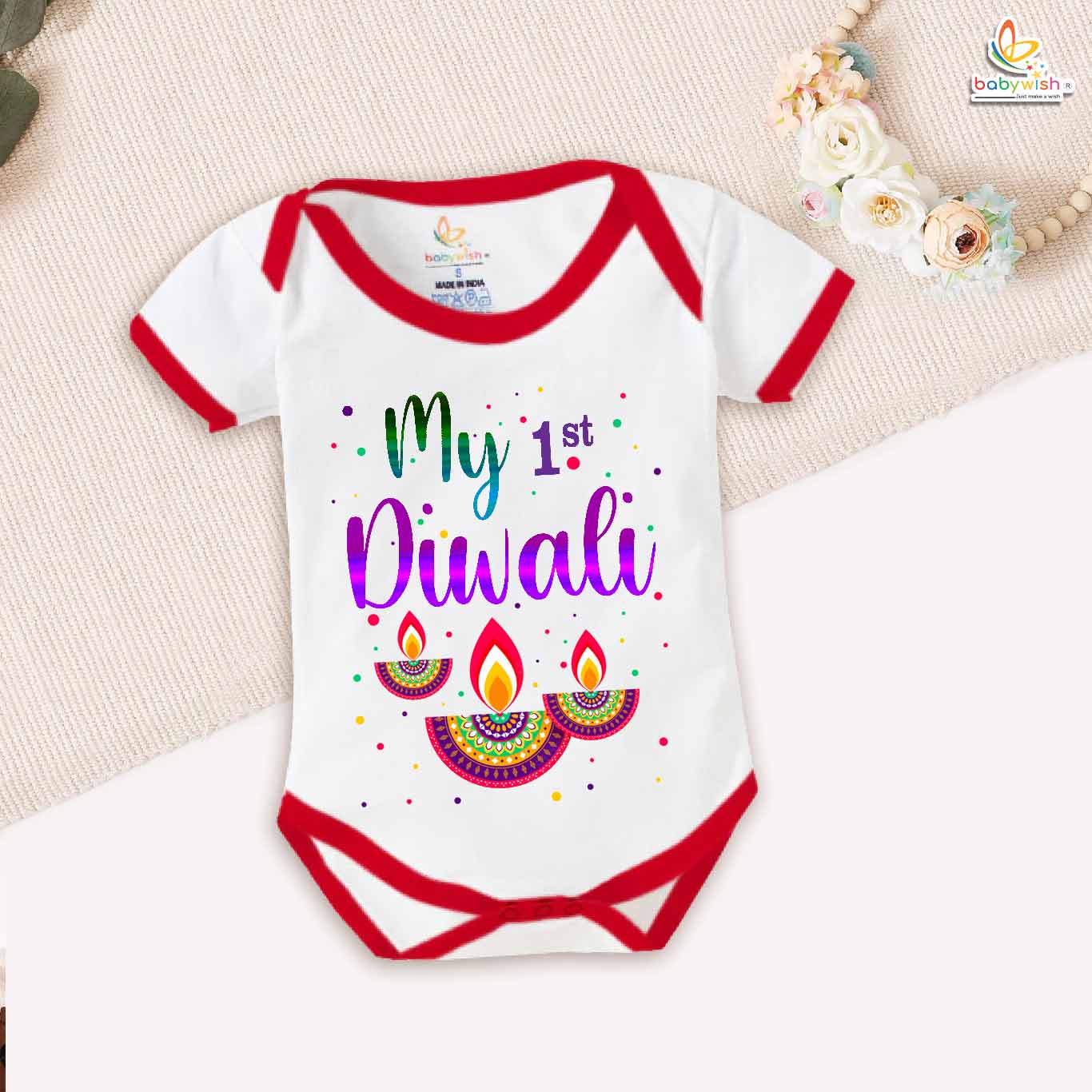 Babywish Baby Diwali Romper Bodysuit My First Diwali My 1st Diwali