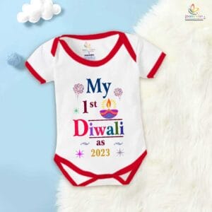 Babywish Baby Diwali Romper Bodysuit My First Diwali My 1st Diwali as 2023