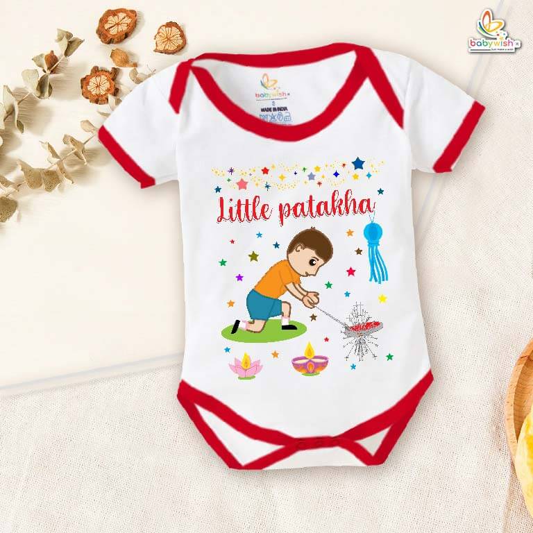 Babywish Baby Diwali Romper Bodysuit My First Diwali Little Patakha