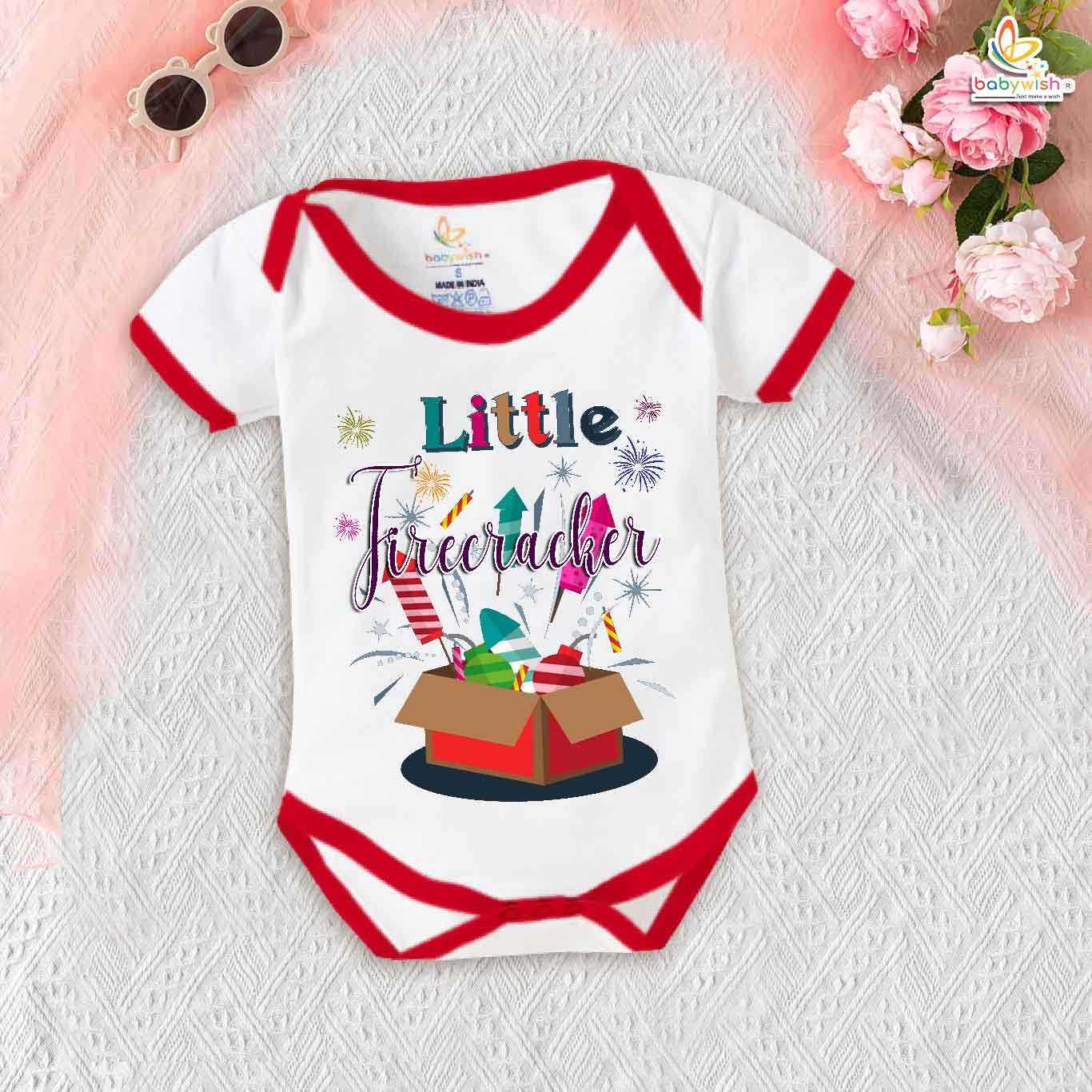 Babywish Baby Diwali Romper Bodysuit My First Diwali Little Firecracker