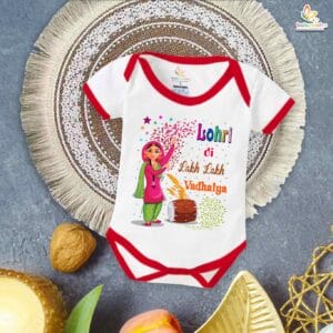 My First Lohri Romper | Lohri Di Vadhaiya Baby Bodysuit | Festive Outfit for Baby Boys & Girls – Babywish