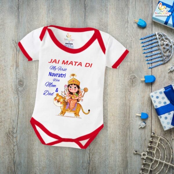 Babywish Baby Navratri Romper Bodysuit My First Dussehra Jai Mata Di - Image 2
