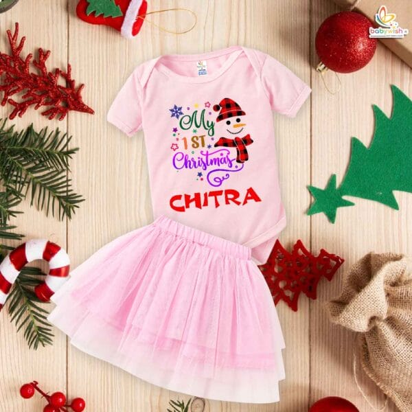 Newborn girls tutu skirt romper Christmas print onesies bodysuits for baby 0 to 12 months - Image 5
