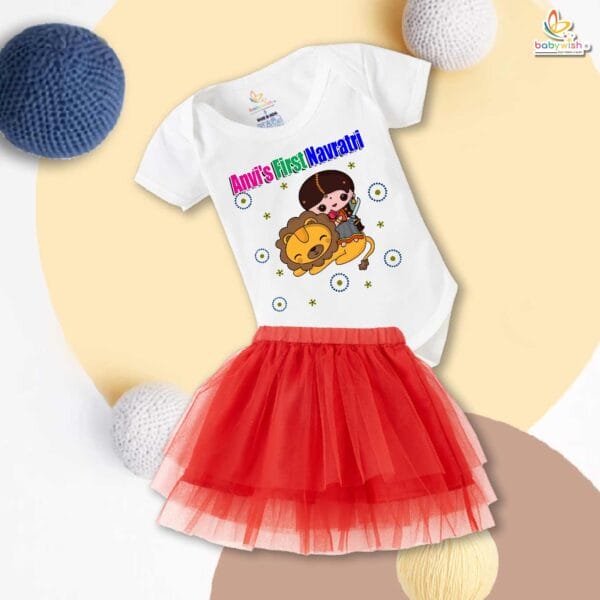newborn-girls-tutu-skirt-romper-navratri-print-onesies-bodysuits-for-baby-0-to-12-months - Image 3