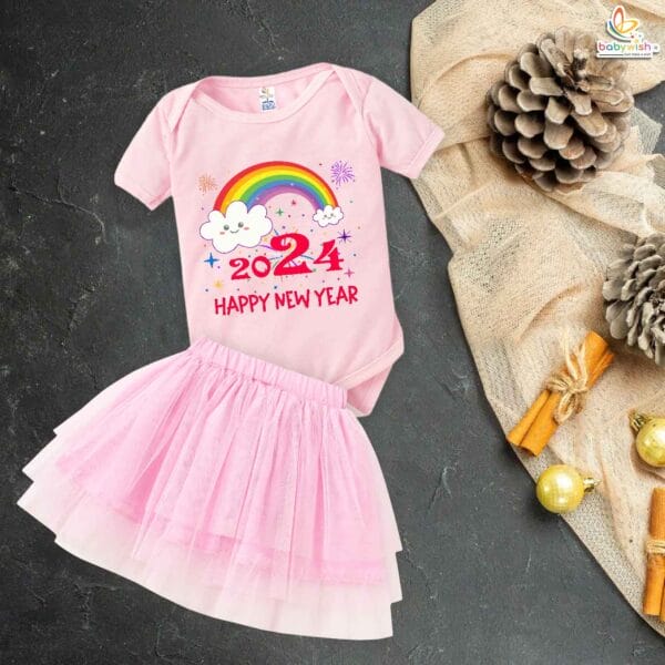 Newborn girls tutu skirt romper New Year print onesies bodysuits for baby 0 to 12 months - Image 5