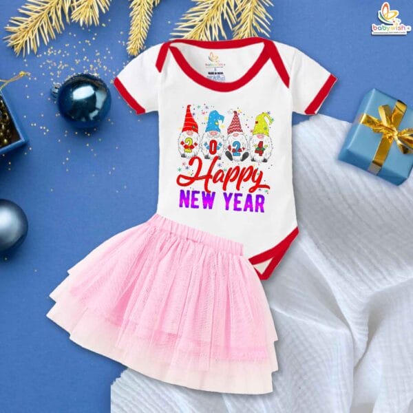 Newborn girls tutu skirt romper New Year print onesies bodysuits for baby 0 to 12 months - Image 2