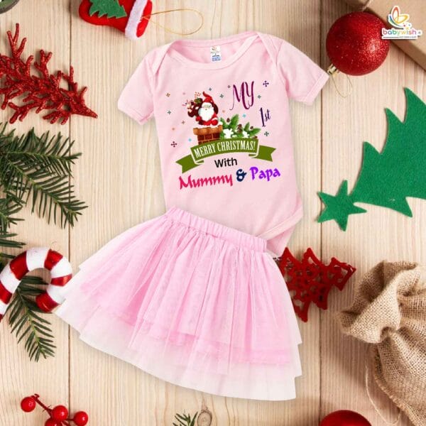 Newborn girls tutu skirt romper Christmas print onesies bodysuits for baby 0 to 12 months - Image 5