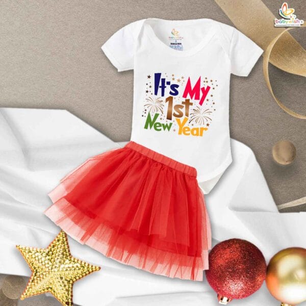 Newborn girls tutu skirt romper New Year print onesies bodysuits for baby 0 to 12 months - Image 3