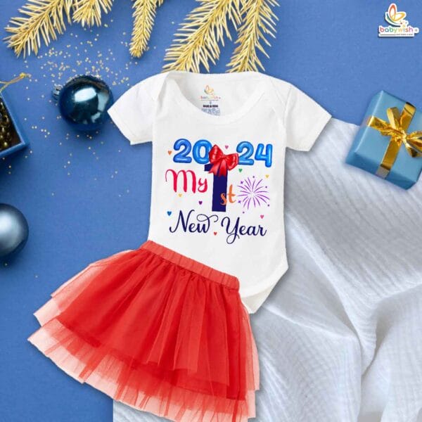 Newborn girls tutu skirt romper New Year print onesies bodysuits for baby 0 to 12 months - Image 3