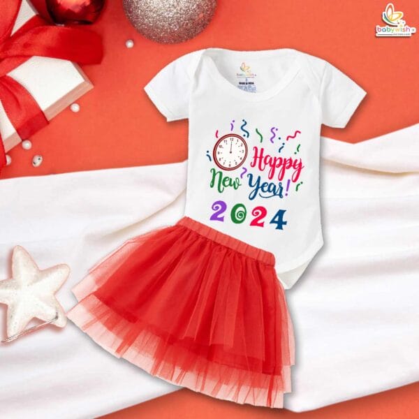 Newborn girls tutu skirt romper New Year print onesies bodysuits for baby 0 to 12 months - Image 3