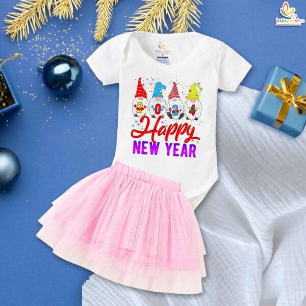 Newborn girls tutu skirt romper New Year print onesies bodysuits for baby 0 to 12 months - Image 4