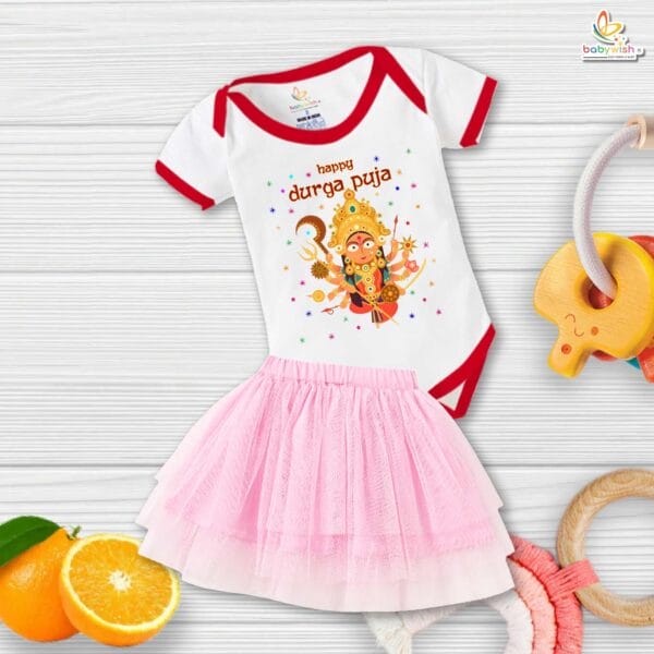 newborn-girls-tutu-skirt-romper-navratri-print-onesies-bodysuits-for-baby-0-to-12-months - Image 2