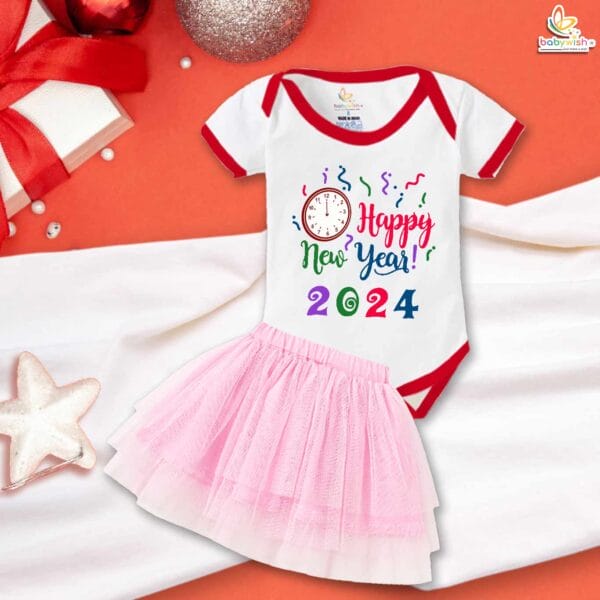 Newborn girls tutu skirt romper New Year print onesies bodysuits for baby 0 to 12 months - Image 2