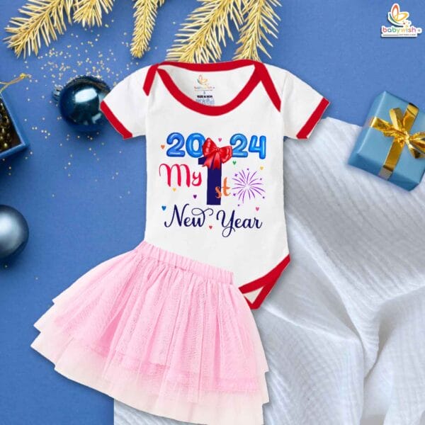 Newborn girls tutu skirt romper New Year print onesies bodysuits for baby 0 to 12 months - Image 2