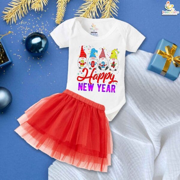 Newborn girls tutu skirt romper New Year print onesies bodysuits for baby 0 to 12 months - Image 3