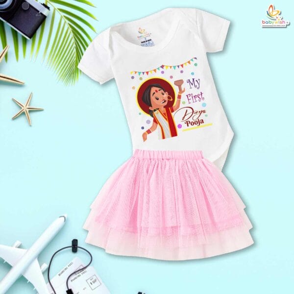 newborn-girls-tutu-skirt-romper-navratri-print-onesies-bodysuits-for-baby-0-to-12-months - Image 4