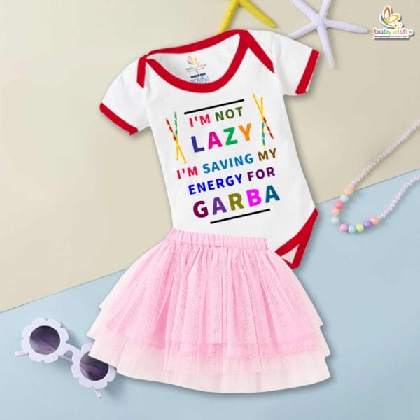 newborn-girls-tutu-skirt-romper-navratri-print-onesies-bodysuits-for-baby-0-to-12-months - Image 2
