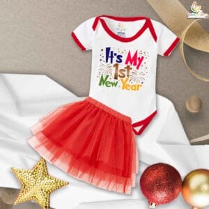 Newborn girls tutu skirt romper New Year print onesies bodysuits for baby 0 to 12 months