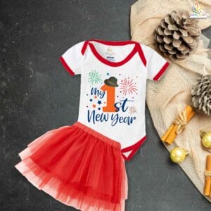 Newborn girls tutu skirt romper New Year print onesies bodysuits for baby 0 to 12 months