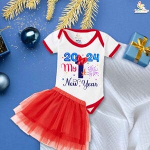 Newborn girls tutu skirt romper New Year print onesies bodysuits for baby 0 to 12 months