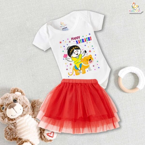 newborn-girls-tutu-skirt-romper-navratri-print-onesies-bodysuits-for-baby-0-to-12-months - Image 3