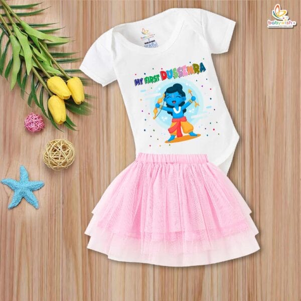 newborn-girls-tutu-skirt-romper-navratri-print-onesies-bodysuits-for-baby-0-to-12-months - Image 4