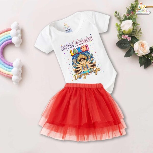 newborn-girls-tutu-skirt-romper-navratri-print-onesies-bodysuits-for-baby-0-to-12-months - Image 3
