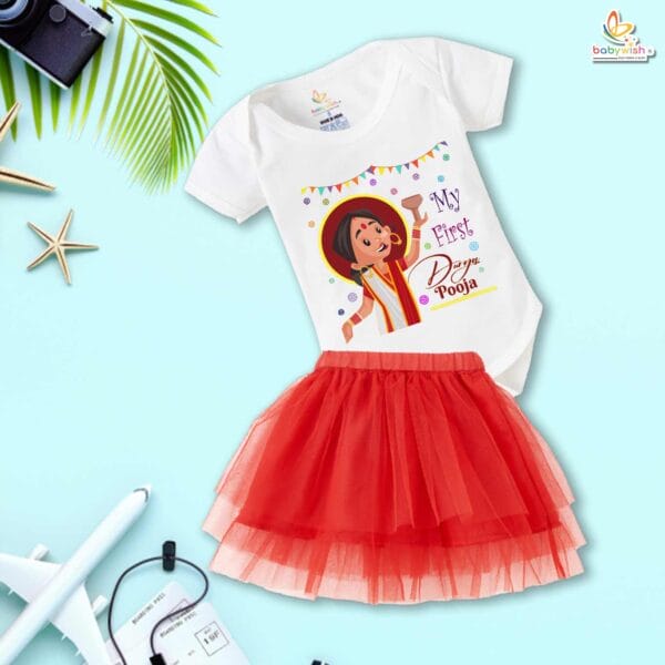 newborn-girls-tutu-skirt-romper-navratri-print-onesies-bodysuits-for-baby-0-to-12-months - Image 3