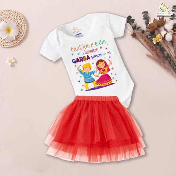 newborn-girls-tutu-skirt-romper-navratri-print-onesies-bodysuits-for-baby-0-to-12-months - Image 3