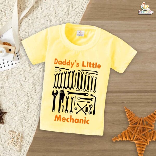 Daddy’s Little Mechanic – Fun Father T-shirt for Baby Boys & Car-Loving Dads | Matching Family Outfits | Babywish - Image 4