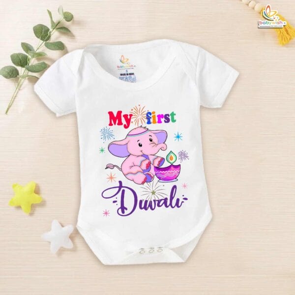 Babywish Baby Diwali Romper Bodysuit My First Diwali First Diwali - Image 5