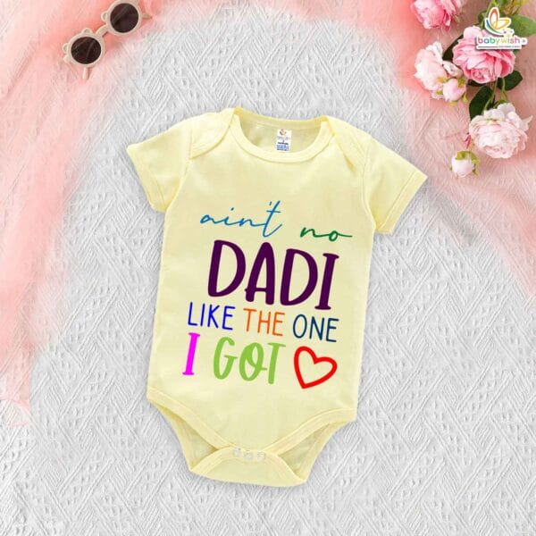 My Dadu & Dadi Baby Romper – Cute "Dadi Like the One I Got" Bodysuit – Newborn Grandparents Gift | Soft Cotton Baby Clothes – Babywish - Image 3