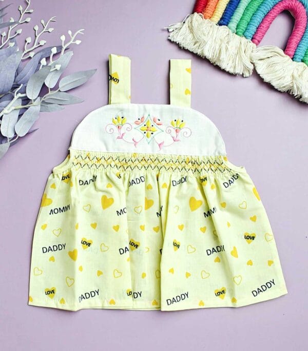 Newborn Cotton Frock with Mommy Daddy Print for 0 to 12 Months – Babywish