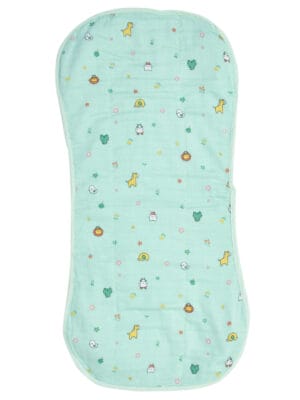 Green muslin burp cloth for babies – soft and absorbent animal print burping towel by Babywish