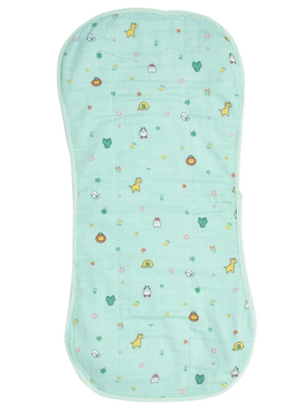 Green muslin burp cloth for babies – soft and absorbent animal print burping towel by Babywish