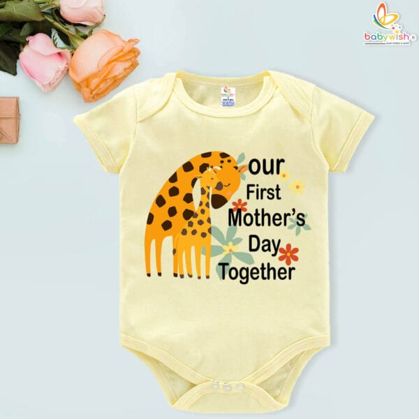 Our First Mothers Day Giraffe Print Romper/Onesies - Image 4