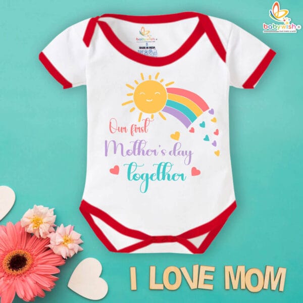 Our First Mother's Day Onesies with babywish Rainbow Design - Image 5