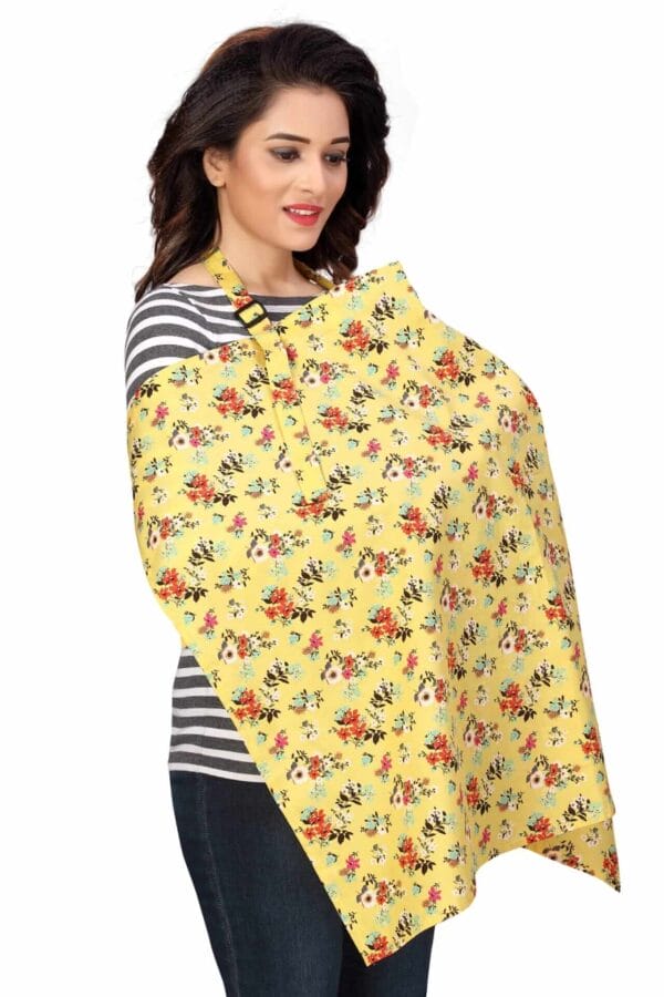 Nursing covers for Mother Breathable feeding cover for Breastfeeding 360° Coverage Protection Cover - Yellow Floral Theme - Image 2
