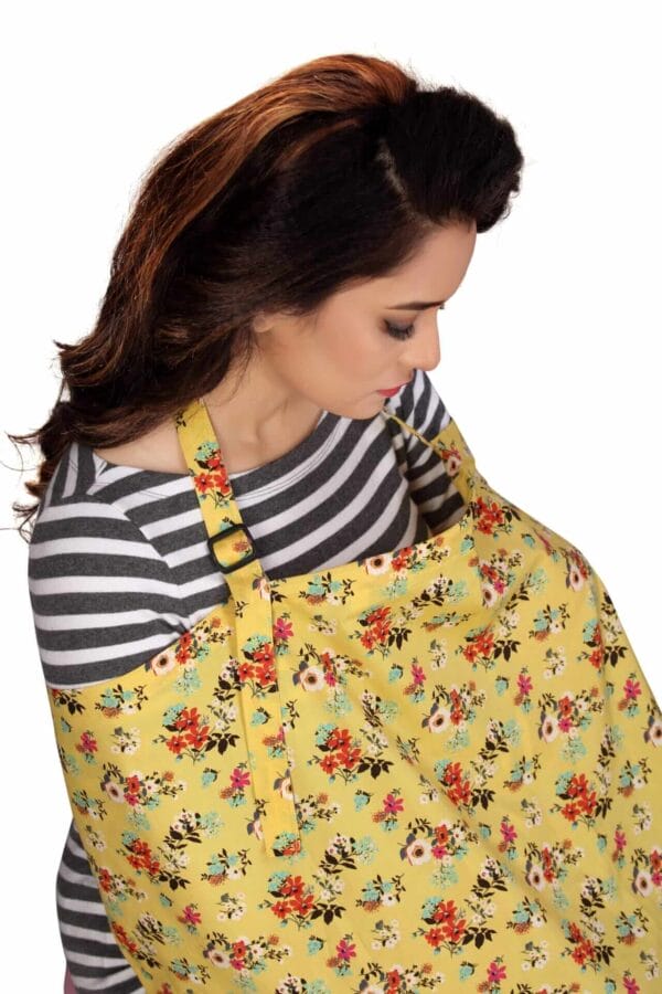 Nursing covers for Mother Breathable feeding cover for Breastfeeding 360° Coverage Protection Cover - Yellow Floral Theme - Image 5