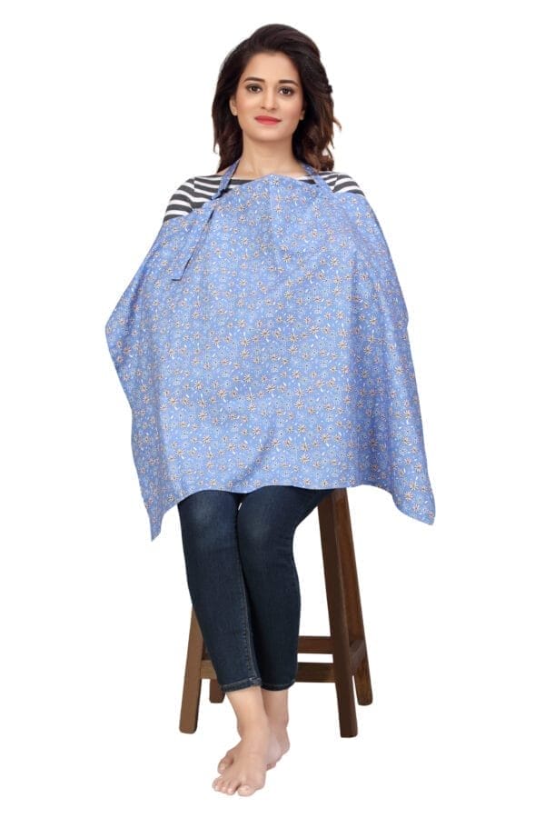Nursing covers for Mother Breathable feeding cover for Breastfeeding 360° Coverage Protection Cover - Blue Sunflower Theme - Image 3