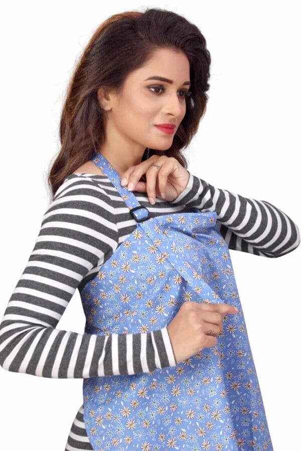 Nursing covers for Mother Breathable feeding cover for Breastfeeding 360° Coverage Protection Cover - Blue Sunflower Theme - Image 6