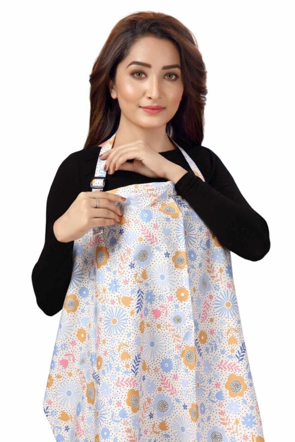 Nursing covers for Mother Breathable feeding cover for Breastfeeding 360° Coverage Protection Cover - Blue Dot Floral - Image 6