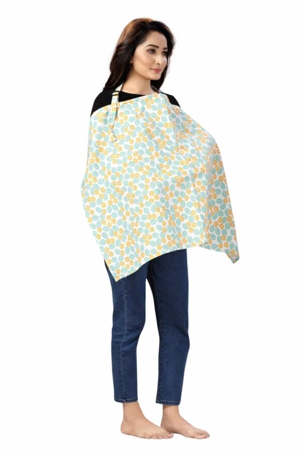 Nursing covers for Mother Breathable feeding cover for Breastfeeding 360° Coverage Protection Cover - Yellow Lily Floral - Image 2
