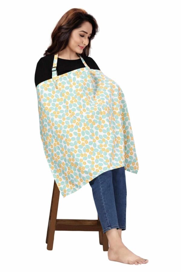Nursing covers for Mother Breathable feeding cover for Breastfeeding 360° Coverage Protection Cover - Yellow Lily Floral - Image 4