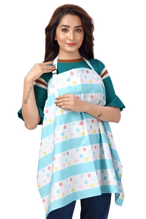 Nursing covers for Mother Breathable feeding cover for Breastfeeding 360° Coverage Protection Cover - Blue Strip Floral - Image 4