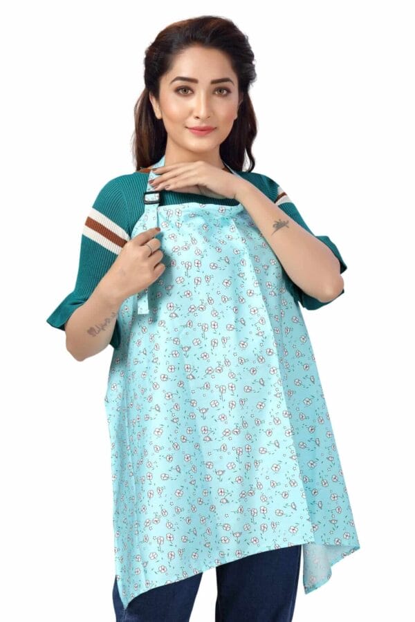 Nursing covers for Mother Breathable feeding cover for Breastfeeding 360° Coverage Protection Cover - Blue Rose Floral - Image 3