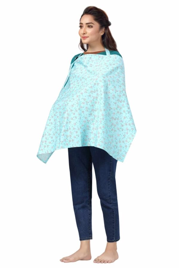 Nursing covers for Mother Breathable feeding cover for Breastfeeding 360° Coverage Protection Cover - Blue Rose Floral - Image 6